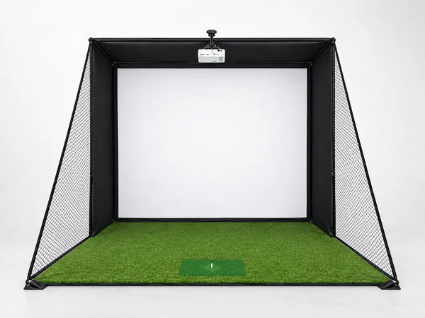 10X8 Ft Golf Simulator Enclosure Complete Kit with Alloy Steel Frame and HD Impact Screen Indoor Garage Home Golf Training Cage Equipment