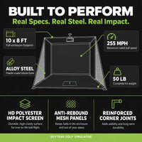 10X8 Ft Golf Simulator Enclosure Complete Kit with Alloy Steel Frame and HD Impact Screen Indoor Garage Home Golf Training Cage Equipment — product view 6