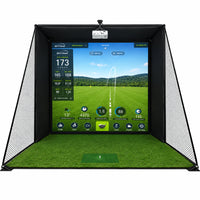 10X8 Ft Golf Simulator Enclosure Complete Kit with Alloy Steel Frame and HD Impact Screen Indoor Garage Home Golf Training Cage Equipment