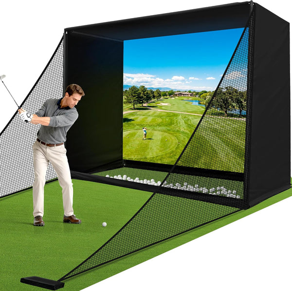 10x8 Ft Golf Simulator Enclosure with Impact Screen & Side Nets