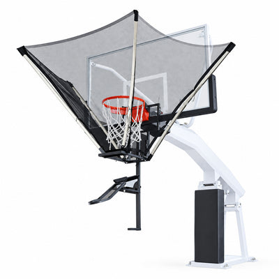 Basketball Shot Trainer with 180° Rotating Return Chute & Net