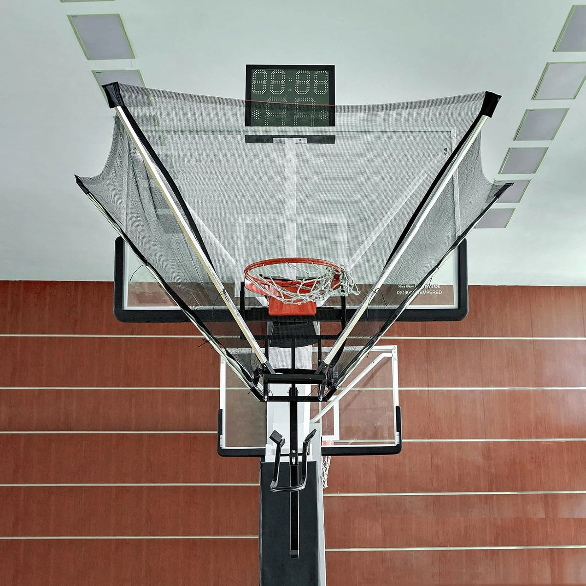 Basketball Shot Trainer with 180° Rotating Return Chute, Basketball Rebounder Net Return System, Suspended Shooting Machine for Training — product view 2