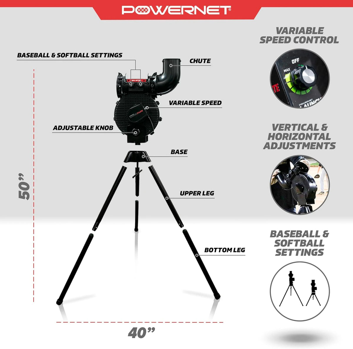 Softball & Baseball Pitching Machine, Dimpled Practice Balls, Bucket of Baseballs, Coaching Bucket Bundle for Pitching Machine, Baseball Training Equipment — product view 3